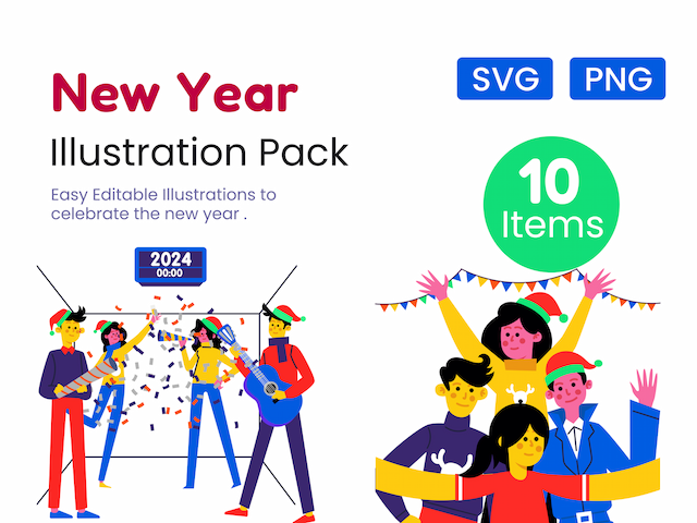 Thumbnail for New Year Illustration set digital asset
